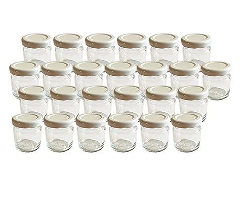 Vitrea 25 x Marmeladengläser kleine 50 ml Gläschen mit Schraub-Deckel Weiß - Mini Einmachgläser - Honiggläser - Probiergläser für Gastgeschenke & Hochzeit Made in Germany von Vitrea