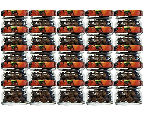 Vitrea 25er Set Mini Einmachgläser mit Schraubdeckel Obst 30 ml 4,3 x 3,5 cm (ØxH) Sturzgläser Gläser Rundgläser Marmeladengläser Senf (Obst) von Vitrea