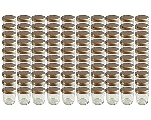 50er Set Einmachgläser mit Schraubdeckel 37 ml 4,3 x 5 cm (ØxH) Sturzgläser Gläser Rundgläser Marmeladengläser Senf (Silber) von Vitrea