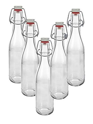 6 x Bügelflaschen Glasflaschen | Füllemge 330ml | mit Bügelverschluss zum Selbstbefüllen Bügelflasche Smoothie Grappa (6 x 330ml) von Vitrea