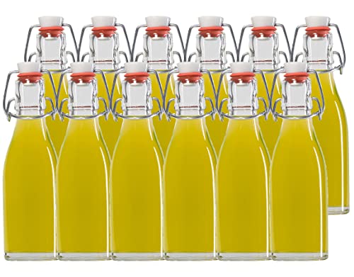 hocz 6er Set Bügelflaschen Bügelflasche Glasflaschen 200ml Saftflaschen 0,2 l mit Bügelverschluss zum Selbstbefüllen von hocz