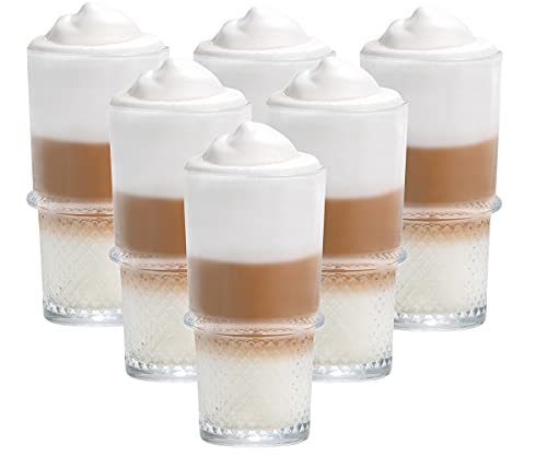 Vitrea 6er Set Latte Macchiato/Kaffee-Gläser - 350ml, 6 Glas Trinkhalme 23 cm, 1 Bürste (New York) von Vitrea