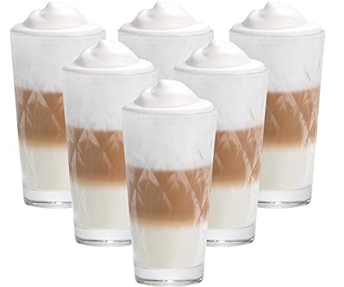 Vitrea 6er Set Latte Macchiato/Kaffee-Gläser - 370ml, 6 Glas Trinkhalme 23 cm, 1 Bürste (Kaleibi Latte) von Vitrea