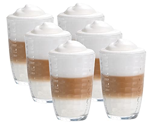 Vitrea 6er Set Latte Macchiato/Kaffee-Gläser - 370ml, 6 Glas Trinkhalme 23 cm, 1 Bürste (6 Mattila 390ml) von Vitrea