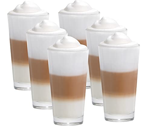 Vitrea 6er Set Latte Macchiato/Kaffee-Gläser - 370ml, 6 Glas Trinkhalme 23 cm, 1 Bürste (6 Siestre Neutral 370ml) von Vitrea