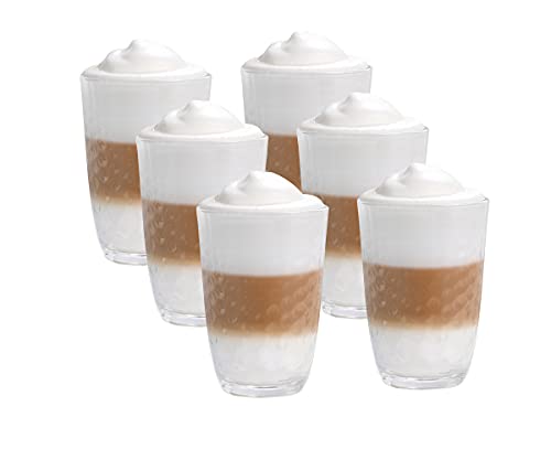 Vitrea 6er Set Latte Macchiato/Kaffee-Gläser - 390ml, 6 Glas Trinkhalme 23 cm, 1 Bürste (6 Glitta 390ml) von Vitrea