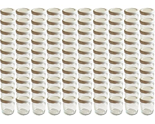 96er Set leere Rundgläser Mini Gläser 53 ml Deckelfarbe Weiss To 43 Sturzgläser Marmeladengläser Einweckgläser Honig, Gläser, Einmachgläser, Portionsgläser, Probiergläser Imker Honiggläser (96) von Vitrea