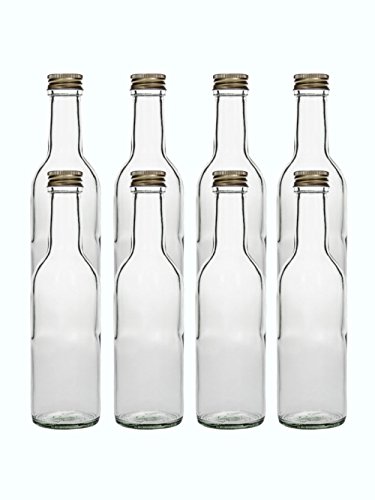 Glasflaschen Set mit Schraubverschluss Bord | 20 teilig | Füllmenge ca. 250 ml 1/4 liter | Deckelfarbe Gold | incl Etiketten zum Beschriften Haushaltsetiketten | Setzen Sie ganz einfach Ihr eigenes Öl oder Ihre eigenen Schnäpse und Liköre an von Vitrea