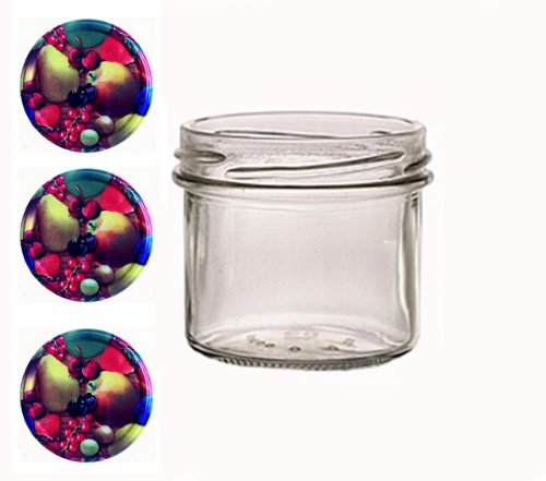 Vitrea 100 x Marmeladengläser 125ml - Einmachgläser Obst TO 66 - Einweckgläser mit Schraub-Deckel - Einkochgläser klein Früchte von Vitrea