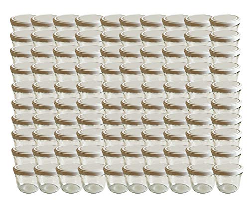 Vitrea 100 x Marmeladengläser 230ml - Einmachgläser Weiß TO 82 - Einweckgläser mit Schraub-Deckel - Einkochgläser klein - Made in Germany von Vitrea