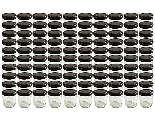 Vitrea 100 x Marmeladengläser kleine 37 ml Gläschen mit Schraub-Deckel Schwarz - Mini Einmachgläser - Honiggläser - Probiergläser für Gastgeschenke & Hochzeit Made in Germany (100) von Vitrea