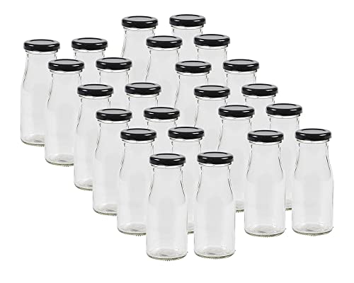 Vitrea 12 leere Glasflaschen Flaschen 150ml EPI mit Schraub-Deckel Schwarz zum selbst befüllen von Milchflaschen, Saftflaschen, Smoothie Flaschen TO43 0,15l von Vitrea