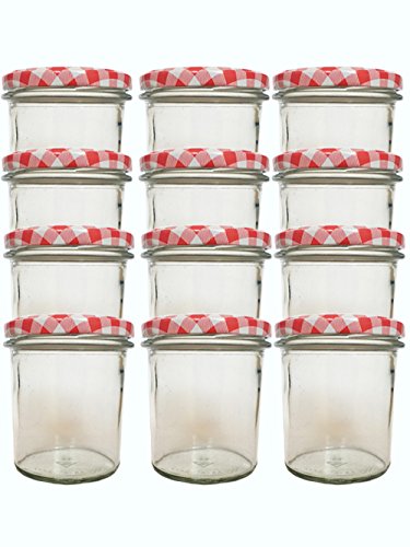 Vitrea 24x Sturzgläser 350ml - Einmachgläser Einweckgläser Schraubgläser - Marmeladengläser mit Schraub-Deckel TO 82 - Rot kariert Vitrea 24x Sturzgläser 350ml - Einmachgläser Einweckgläser Schraubgläser - Marmeladengläser mit Schraub-Deckel TO 82 - Rot kariert von Vitrea