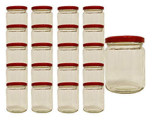 Vitrea 25 x Marmeladengläser 275ml Gläschen mit Schraub-Deckel Rot - Einmachgläser - Sturzgläser - Honiggläser - Probiergläser für Gastgeschenke & Hochzeit Made in Germany (25) von Vitrea