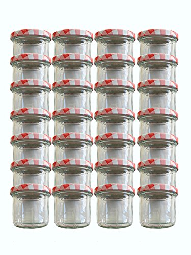 Vitrea 25 x Marmeladengläser kleine 125 ml Gläschen mit Schraub-Deckel Rot Kariert - Einmachgläser - Honiggläser - Sturzgläser Probiergläser für Gastgeschenke & Hochzeit Made in Germany (25) von Vitrea