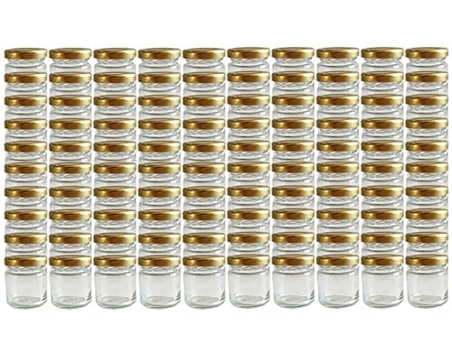 Vitrea 25 x Marmeladengläser kleine 37 ml Gläschen mit Schraub-Deckel Gold - Mini Einmachgläser - Honiggläser - Probiergläser für Gastgeschenke & Hochzeit Made in Germany (25) von Vitrea