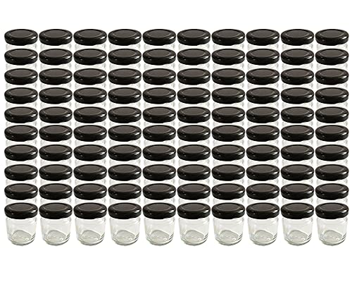 Vitrea 50 x Marmeladengläser kleine 37 ml Gläschen mit Schraub-Deckel Schwarz - Mini Einmachgläser - Honiggläser - Probiergläser für Gastgeschenke & Hochzeit Made in Germany (50) von Vitrea