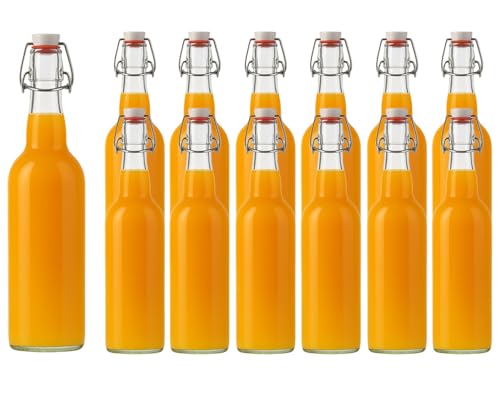 Vitrea 6 x Bügelflaschen Glasflaschen | Füllemge 750ml Weiß | mit Bügelverschluss zum Selbstbefüllen Bügelflasche Smoothie Glasflasche von Vitrea