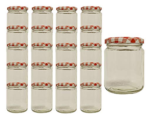 Vitrea 6 x Marmeladengläser 275ml Gläschen mit Schraub-Deckel Rot Kariert - Einmachgläser - Sturzgläser - Honiggläser - Probiergläser für Gastgeschenke & Hochzeit Made in Germany (6) von Vitrea