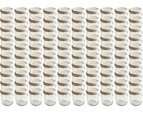 Vitrea 60 x Marmeladengläser kleine 37 ml Gläschen mit Schraub-Deckel Weiß - Mini Einmachgläser - Honiggläser - Probiergläser für Gastgeschenke & Hochzeit Made in Germany (Weiß) von Vitrea