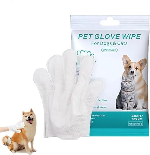 Rinse-Free Dog Shampoo Mitts,Pet Glove Wipe, Hypoallergenic Pet Bath Wipes Perfect for Long-Haired Dogs, Dog Wipes Cleaning Deodorizing Penetrating Fur,No Rinsing, for Daily Care and Travel (1 pcs) von Vitrywei