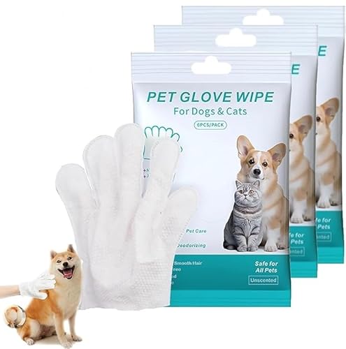 Rinse-Free Dog Shampoo Mitts,Pet Glove Wipe, Hypoallergenic Pet Bath Wipes Perfect for Long-Haired Dogs, Dog Wipes Cleaning Deodorizing Penetrating Fur,No Rinsing, for Daily Care and Travel (3 pcs) von Vitrywei
