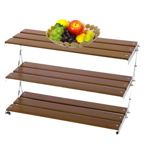 Campingregal - tragbares Camping -Rack, Picknick -Kochständer, faltbare Grill -Speicher -Organisatoren | 3 Layered Picnic Desk Display Organizer, stabile Campingregalaufbewahrung für Picknick -BBQ -Ge von Vitsrisea