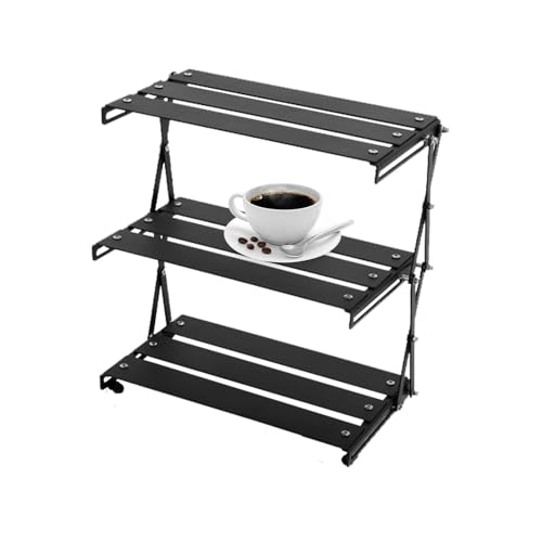 Campingregal - tragbares Camping -Rack, Picknick -Kochständer, faltbare Grill -Speicher -Organisatoren | 3 Layered Picnic Desk Display Organizer, stabile Campingregalaufbewahrung für Picknick -BBQ -Ge von Vitsrisea