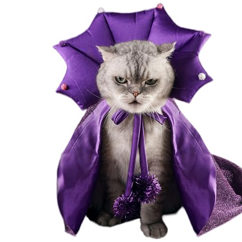 Cat Halloween Kostüm - Satin Lila Umhang 80G, 20g Hexenhut, Einstellbares Hautfreundliches Outfit Für Katzenhunde, Komfortable Zaubererbekleidung | Halloween -Partys, Haustierfotografie, Cosplay -Even Cat Halloween Kostüm - Satin Lila Umhang 80G, 20g Hexenhut, Einstellbares Hautfreundliches Outfit Für Katzenhunde, Komfortable Zaubererbekleidung | Halloween -Partys, Haustierfotografie, Cosplay -Even von Vitsrisea