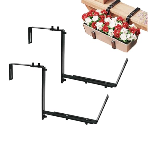 Vitsrisea Blumenkasten-Halterung Verstellbar, Fensterkastenhalter | 2er-Set Balkon-Pflanzenhalter – Robuster Pflanzkastenständer Für, Terrasse, Geländer, Pavillon, Wetterfeste Blumenkastenaufhängung von Vitsrisea