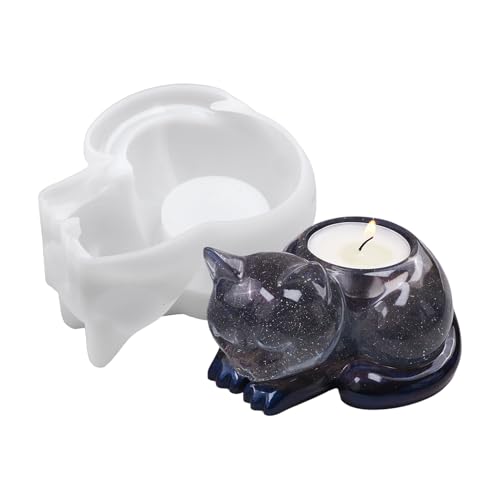 Vitsrisea Silikon Kerzenhalter Form,Teelicht Halter Silikonform - Katzenförmige Flexible Modelliermasse Form Für Zuhause Deko Fest- Und Hochzeitsdekoration von Vitsrisea