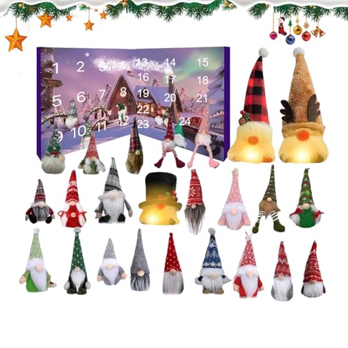 Vitsrisea Weihnachts Countdown Kalender - Leuchtender 24 Tage Countdown Gnom Set - Festlicher Schmuck Für Fensterbank Wand Haus Party von Vitsrisea
