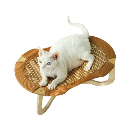 Vitsrisea Wicker Pet Sofa - Erhöhter Belüfteter Stuhl, Handgeschriebene Rattan Lounger | Klauensicherer Tierruhe, Leichter Gemütlicher Schlafkorb, Idealer Entspannungsrückzug von Vitsrisea