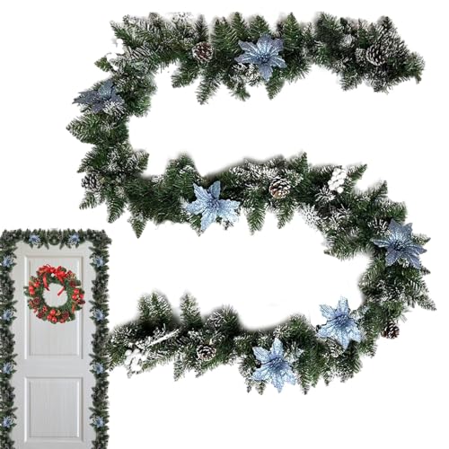 Vitsrisea Winterkiefer Girlande Mit Roten Beeren - 8.8FT Weihnachtsbeeren Girlande Mit Tannenzapfen - Saisonale Deko Für Küche Kaminfeuer Bücherregal Hof Party von Vitsrisea
