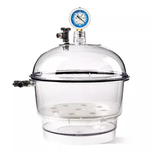 Vituord Labor-Vakuum-Exsikkator, 250 Mm Transparenter PP-Trocknerbehälter, Mit Manometer, Silikondichtring, Doppelventil, 250 Mm Durchmesser, Für Vakuumlagerung von Vituord