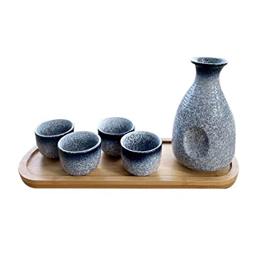 Viudecce 1 Set Exquisite japanische Keramik Sake Cup Sake Pot Retro Sake Set Japanische Retro Einfache Keramik Sake Tasse und Topf von Viudecce