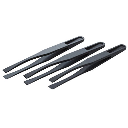 Viudecce 115Mm Lange Flache Spitze Schwarze Plastik Antistatisch Pinzette 3 Stueck von Viudecce