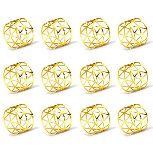 Viudecce 12 runde Netz-Serviettenhalter, Tisch-Set, geeignet für legere oder formelle Anlässe und Hochzeitsfeiern (Gold) von Viudecce