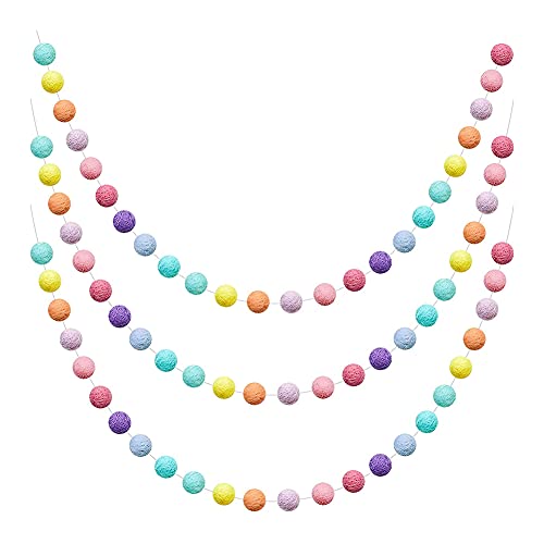 Viudecce 3 Stück Girlande aus Wollfilz, bunte Girlande, Pom Poms, für Karneval, Ostern, Halloween, Erntedankfest, Weihnachtsdeko, C von Viudecce