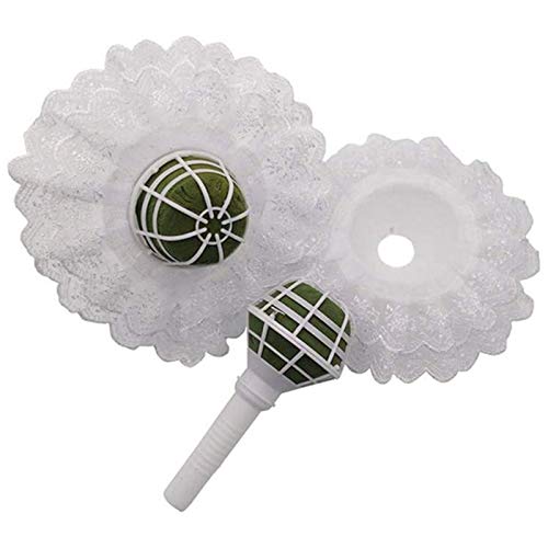 Viudecce 6 Griffe für Brautstrauß, Hochzeit, mit 6 Blumenhaltern aus weißer Spitze von Viudecce