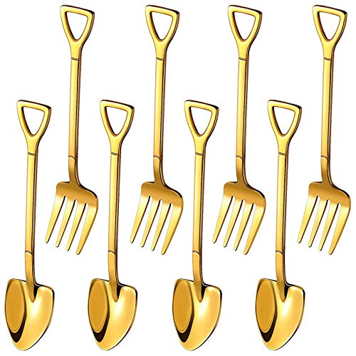 Viudecce 8 Stück Schaufel Schaufel Kaffeelöffel Schaufel Dessertlöffel Eiscreme Schaufel (Gold) von Viudecce