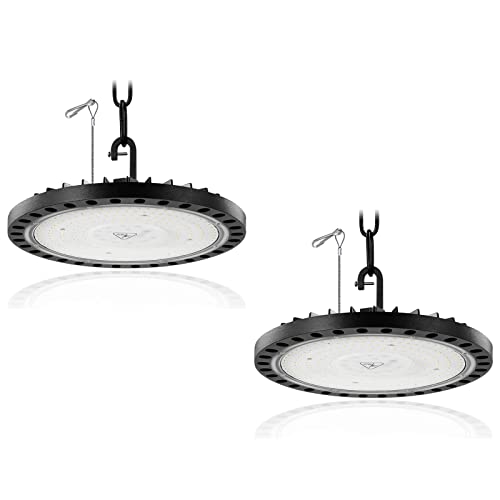 2 Pack LED Werkstatt Deckenleuchte Werkstattleuchte UFO LED 200W LED Hallenleuchte Strahler Kronleuchter Hallenstrahler Hallenbeleuchtung Werkstattbeleuchtung Kaltweiß 6500K Abstrahlwinkel 120° von Viugreum