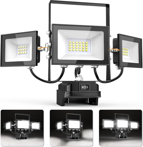18V Led Baustrahler Arbeitsscheinwerfer, 90W 6500K Kabellose Baustellen Lampe LED Strahler Akku IP65 Wasserdichte Scheinwerfer mit USB-Anschluss Für M-akita 360° Arbeitsbeleuchtung (Kein Akku) von Viugreum
