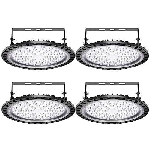 Viugreum Led Hallenstrahler, 200W UFO LED, 6000K-6500K Kaltweiß 120°Abstrahlwinkel Industrielampe, IP65 Wasserdichte - SMD2835 216 Leds (200W, 4 Pack) von Viugreum