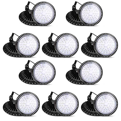 Viugreum Led Hallenstrahler, 200W UFO LED, 6000K-6500K Kaltweiß 120°Abstrahlwinkel Industrielampe, IP65 Wasserdichte - SMD2835 216 Leds (200W, 10 Pack) von Viugreum