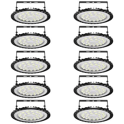 Viugreum 10 Pack 100W UFO LED Hallenstrahler 10000LM 6500K Tageslicht Weiß Werkstatt Deckenleuchte IP65 Waterproof Lampe Werkstatt Commercial Hallenleuchte Werkstattleuchte für Garage, Hof von Viugreum