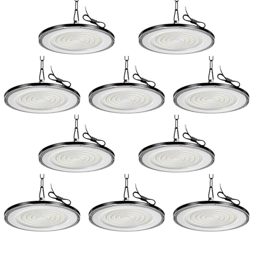 Viugreum 10 Pack 200W LED Hallenstrahler UFO LED Werkstatt Deckenleuchte Werkstattleuchte Hallenbeleuchtung Werkstattbeleuchtung Kaltweiß 6500K Abstrahlwinkel 120° von Viugreum