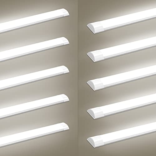 Viugreum 10 Pack 20W LED Deckenleuchte Röhre Licht 60CM, mit 2400LM in Kaltweiß 6000K, 130° Abstrahlwinkel für Badzimmer Wohnzimmer Küche Garage Lager Werkstatt von Viugreum