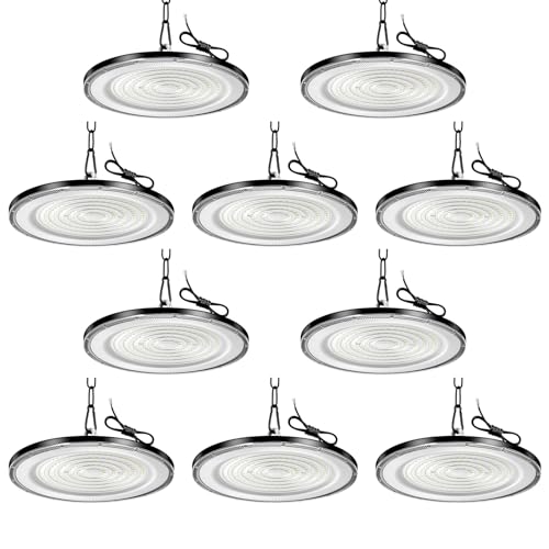 Viugreum 10 Pack 300W LED Hallenstrahler UFO LED Werkstatt Deckenleuchte Werkstattleuchte Hallenbeleuchtung Werkstattbeleuchtung Kaltweiß 6500K Abstrahlwinkel 120° von Viugreum