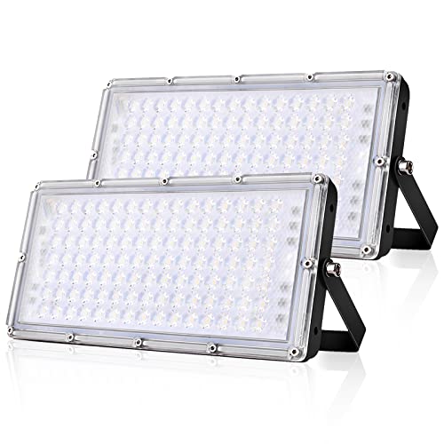 Viugreum 2 Pack 100w Led Strahler, Ultradünn Floodlight Warmweiß 3200K Led Strahler außen Superhell 10000Lm Mit 105Leds (Smd 2835), IP66 Wasserdicht Aussenstrahler für Garten, Garag von Viugreum